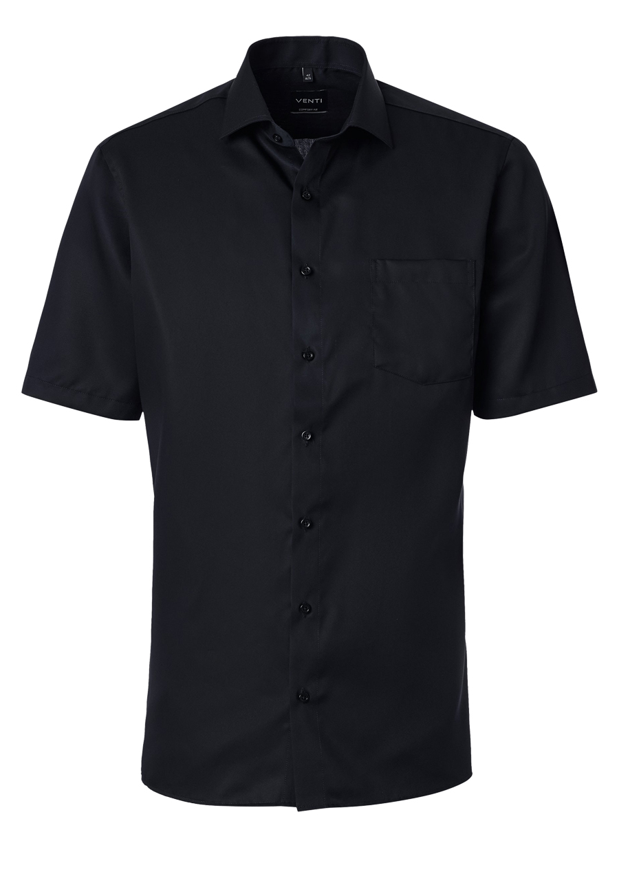 Produktbild f�r 'VENTI Modern Fit Hemd Halbarm Haifischkragen Twill schwarz'