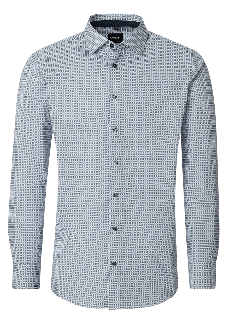 Produktbild f�r 'VENTI Modern Fit Hemd Langarm New Kent Kragen Muster grau'