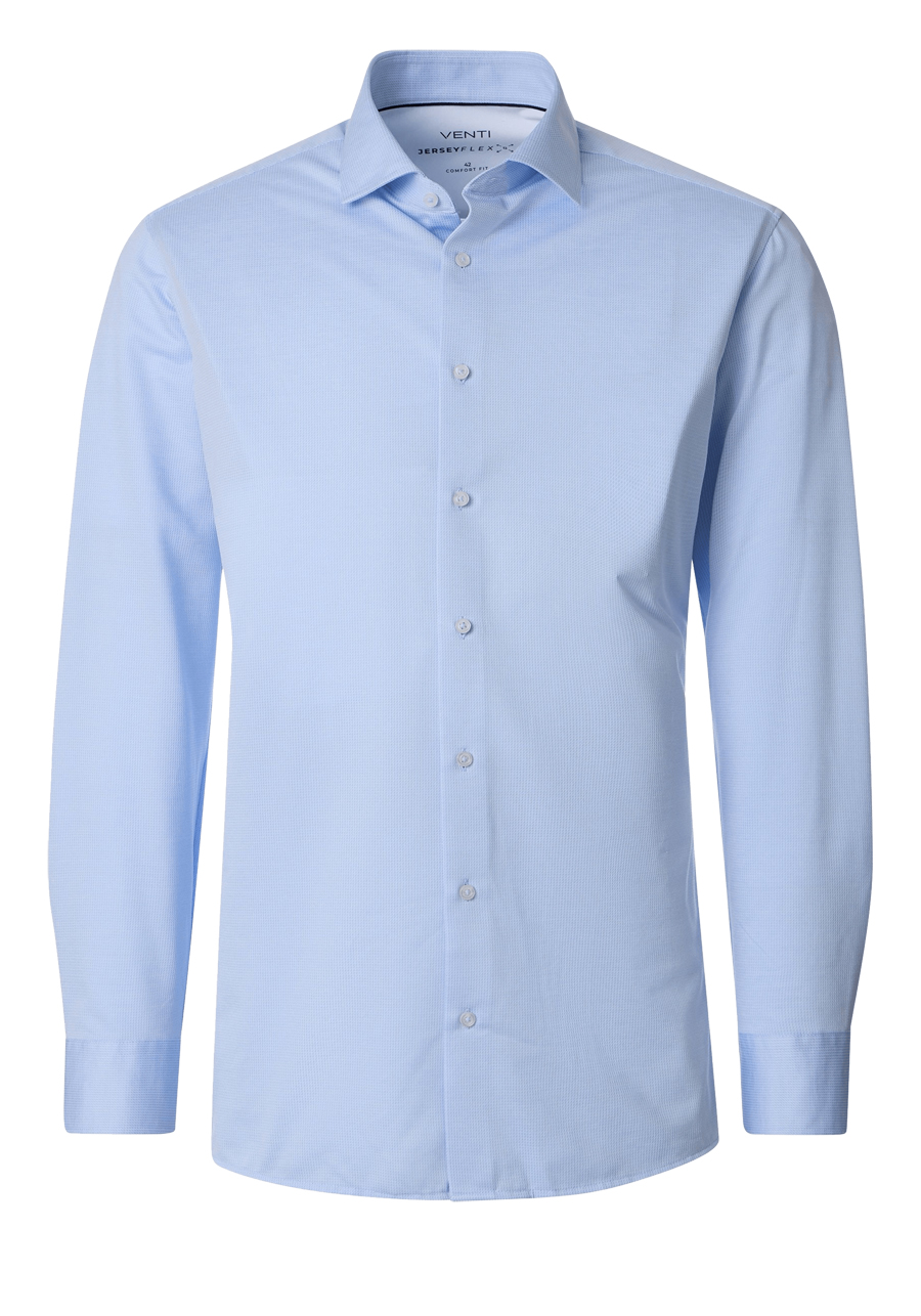 Produktbild f�r 'VENTI Comfort Fit Hemd Langarm Haifischkragen Jersey Stretch Struktur hellblau'