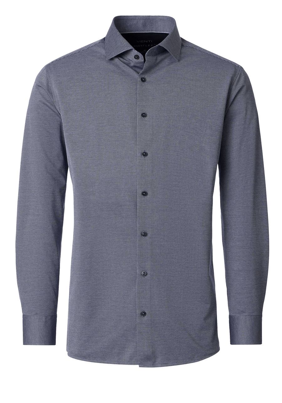 Produktbild f�r 'VENTI Comfort Fit Hemd Langarm Haifischkragen Jersey Stretch Struktur dunkelblau'