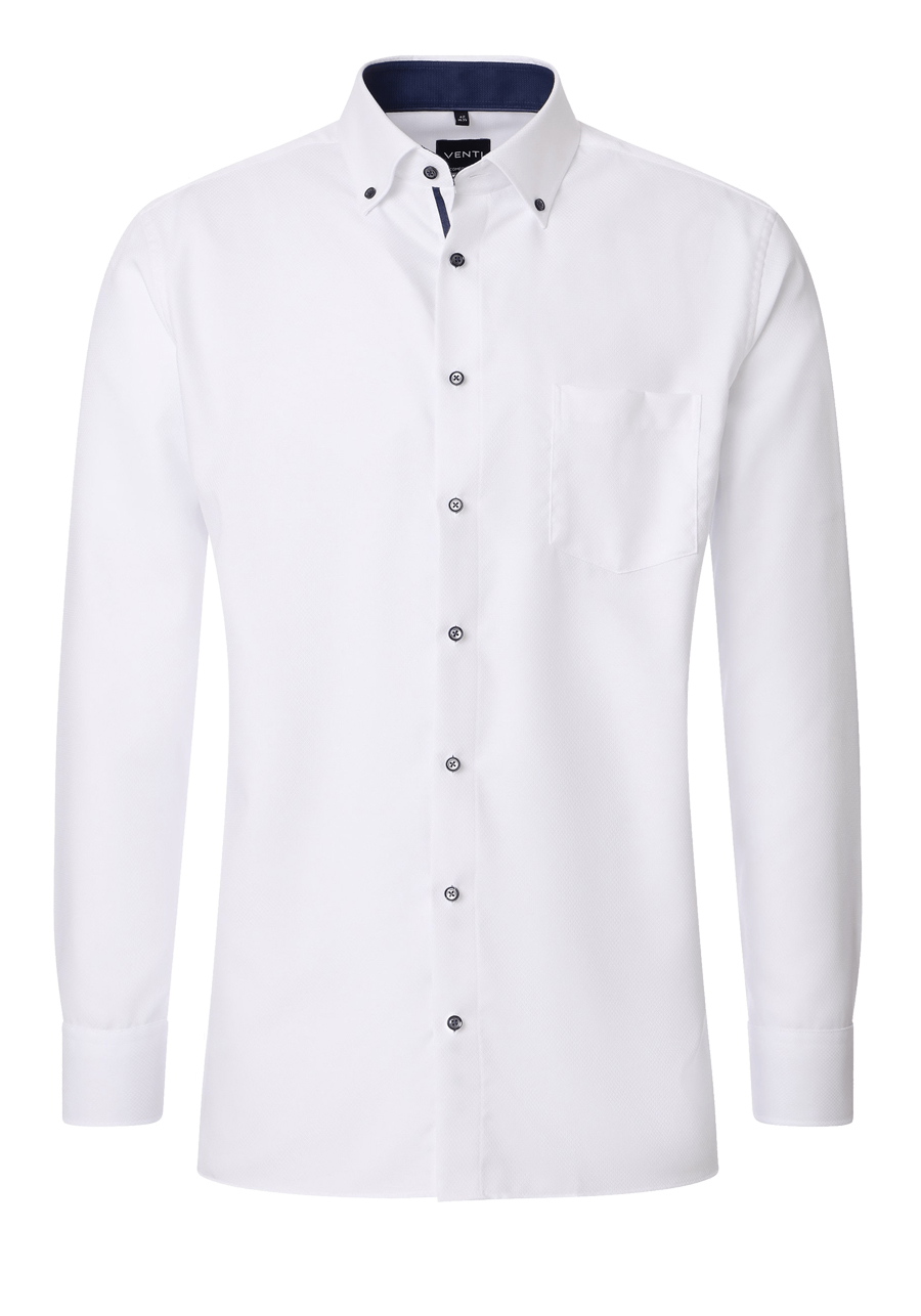 Produktbild f�r 'VENTI Comfort Fit Hemd Langarm Button Down Kragen Muster wei�'