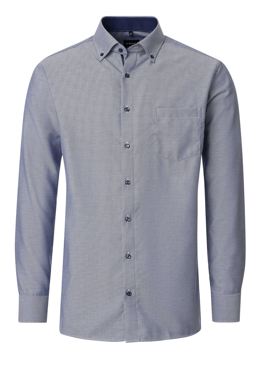 Produktbild f�r 'VENTI Comfort Fit Hemd Langarm Button Down Kragen Muster dunkelblau'