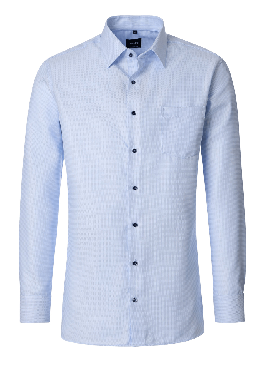 Produktbild f�r 'VENTI Comfort Fit Hemd Langarm New Kent Kragen Struktur hellblau'