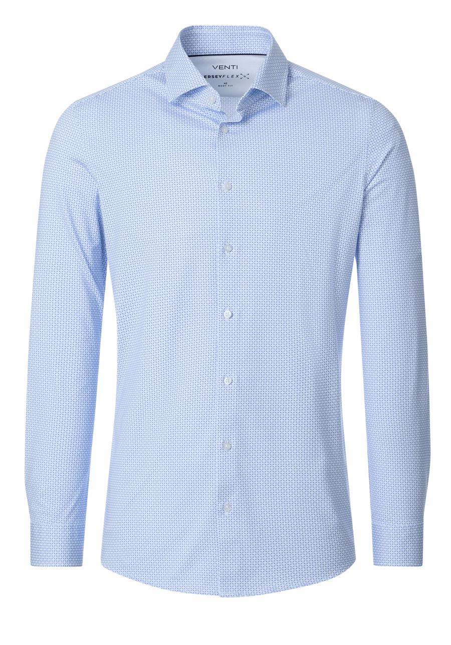 Produktbild f�r 'VENTI Body Fit Hemd Langarm Haifischkragen Jersey Stretch Muster blau'