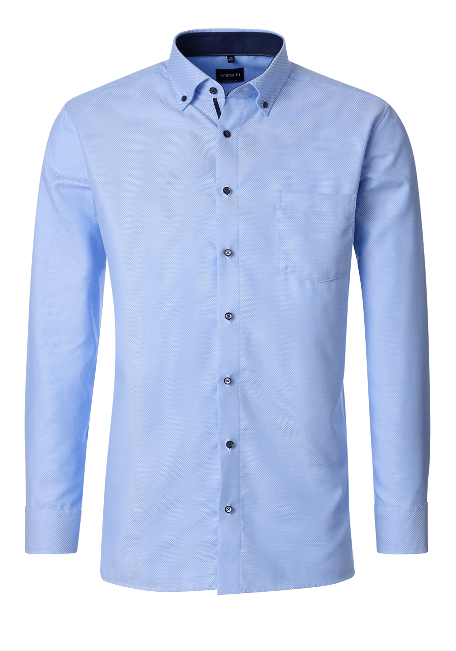 Produktbild f�r 'VENTI Comfort Fit Hemd Langarm Button Down Kragen Muster hellblau'