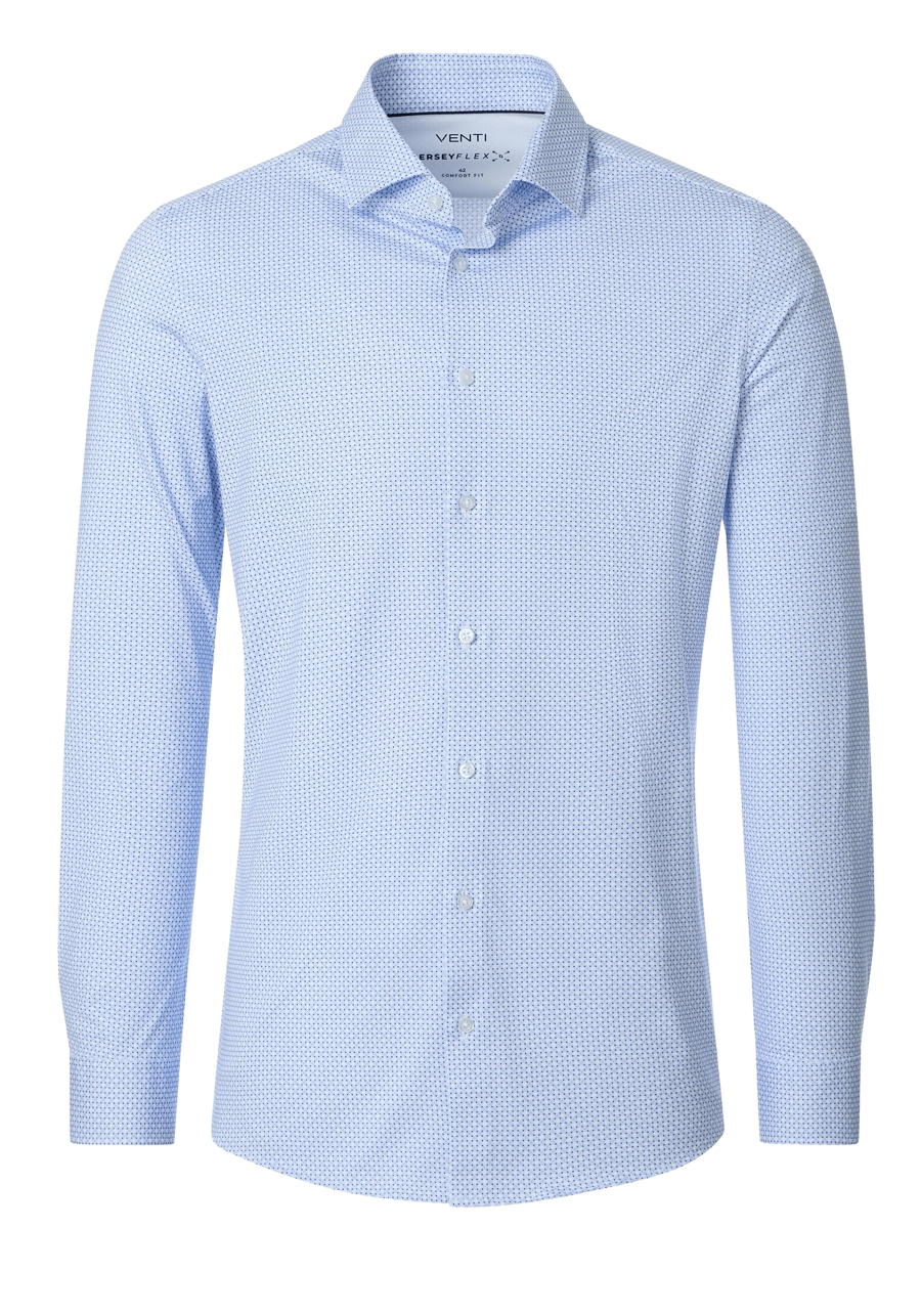 Produktbild f�r 'VENTI Comfort Fit Hemd Langarm Haifischkragen Jersey Stretch Muster blau'