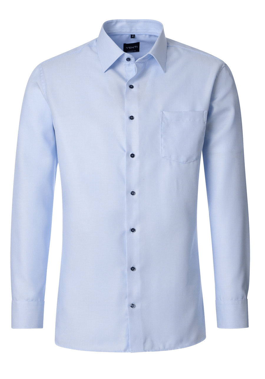 Produktbild f�r 'VENTI Comfort Fit Hemd Langarm Haifischkragen Jersey Stretch Muster hellblau'