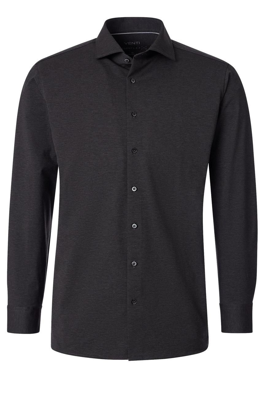 Produktbild f�r 'VENTI Comfort Fit Hemd Langarm Haifischkragen Jersey Stretch dunkelgrau'