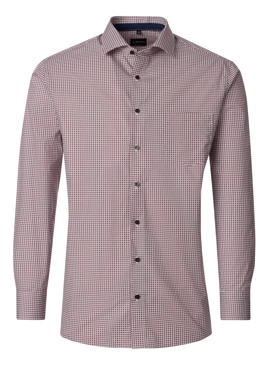 Produktbild f�r 'VENTI Comfort Fit Hemd Langarm New Kent Kragen Muster rot'