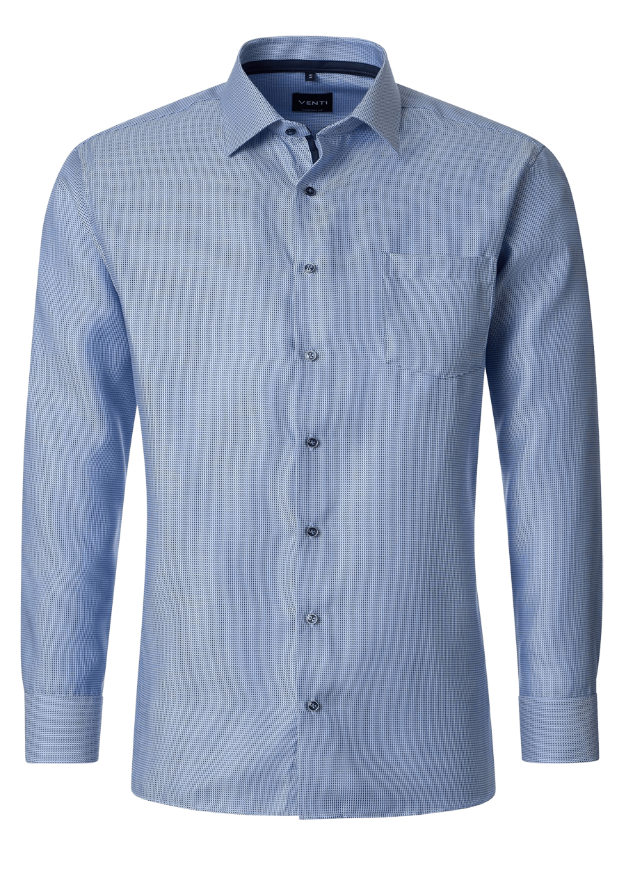 Produktbild f�r 'VENTI Comfort Fit Hemd Langarm New Kent Kragen Struktur mittelblau'