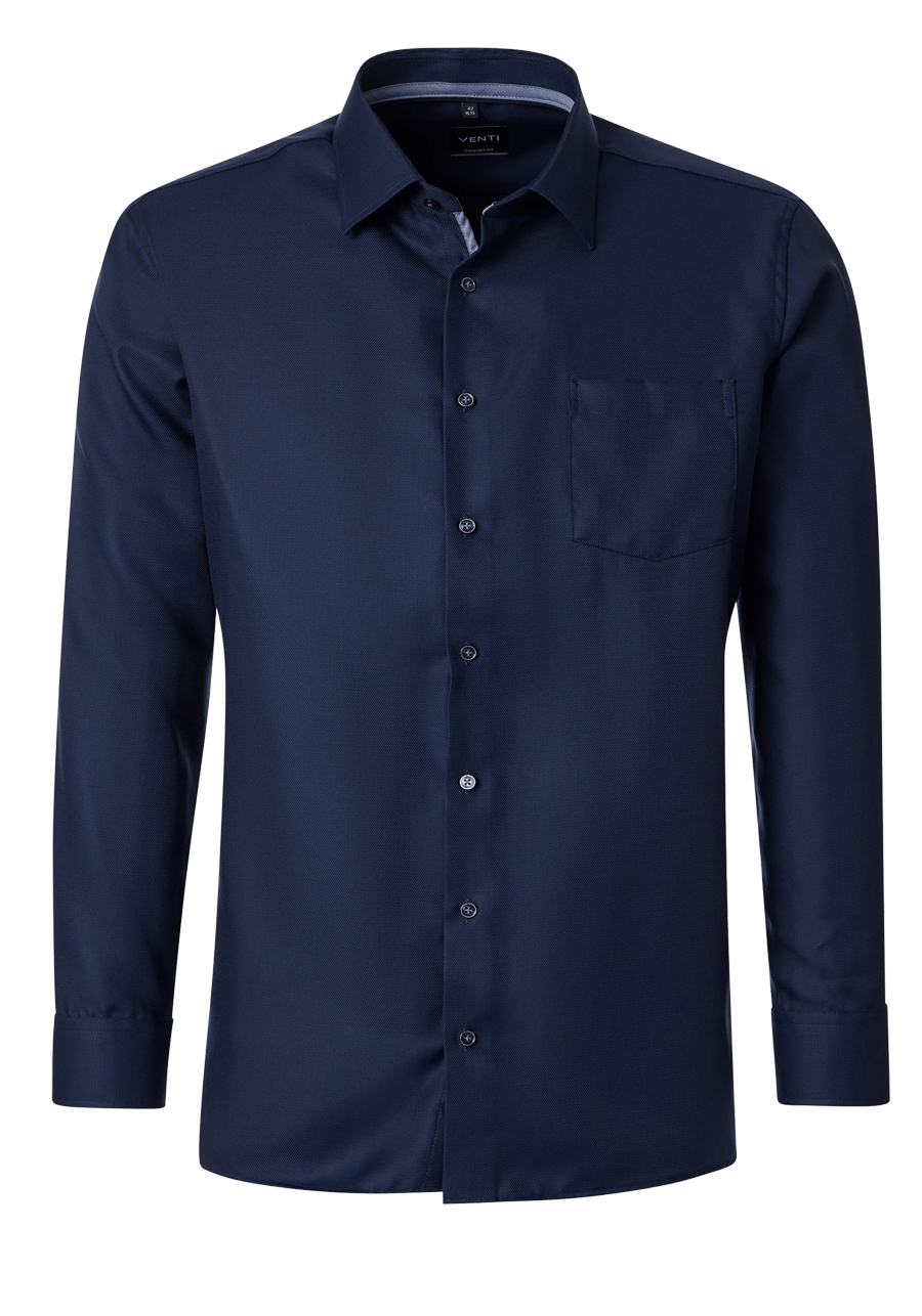 Produktbild f�r 'VENTI Comfort Fit Hemd Langarm New Kent Kragen Struktur nachtblau'