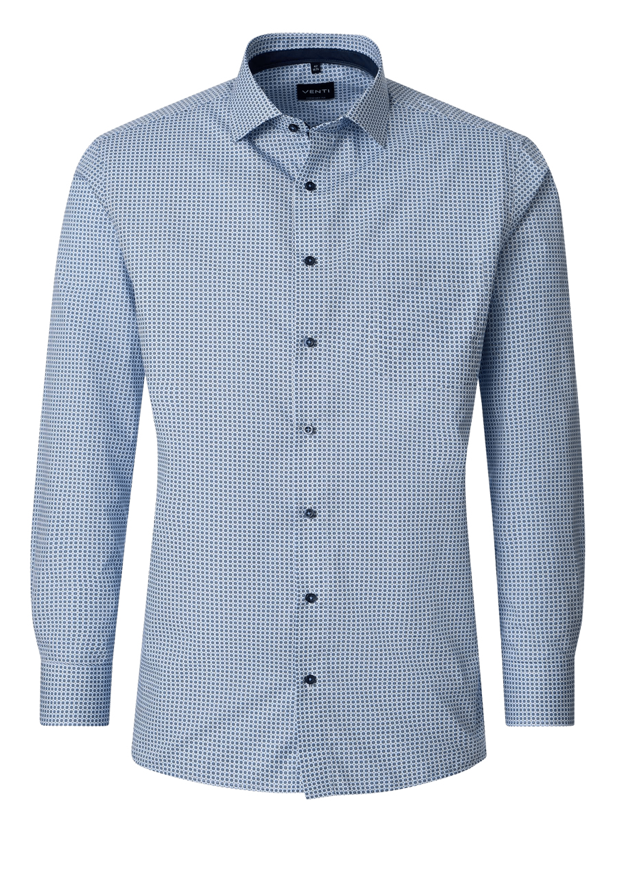Produktbild f�r 'VENTI Comfort Fit Hemd super langer Arm New Kent Kragen Muster blau'