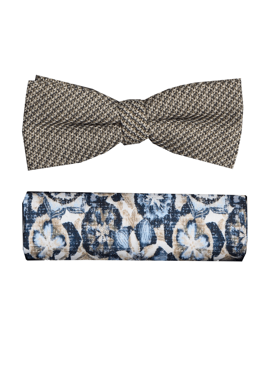 Produktbild fr 'VENTI Fliege + Einstecktuch Set Muster braun'