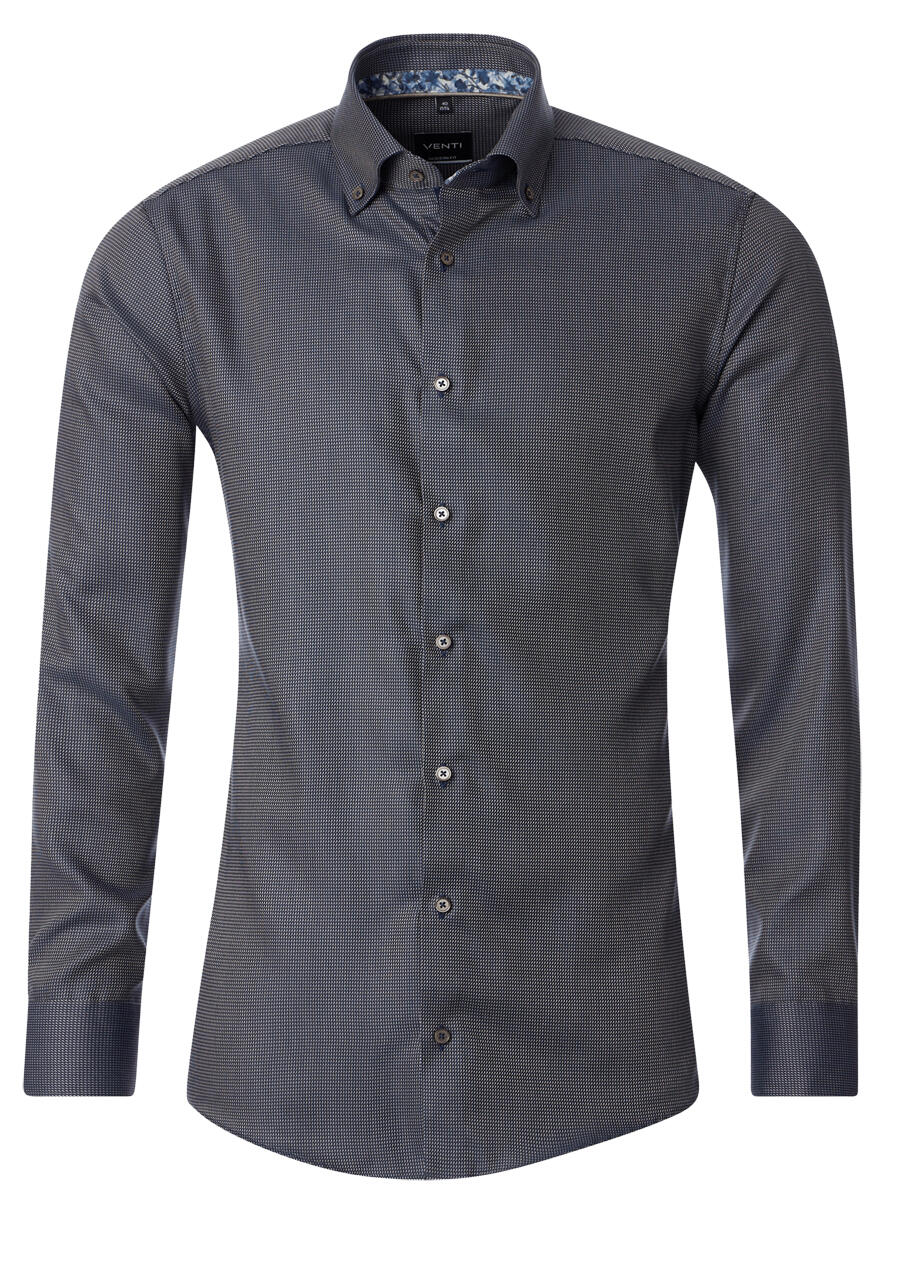 Produktbild fr 'VENTI Modern Fit Hemd Langarm Button Down Kragen Muster schwarz'