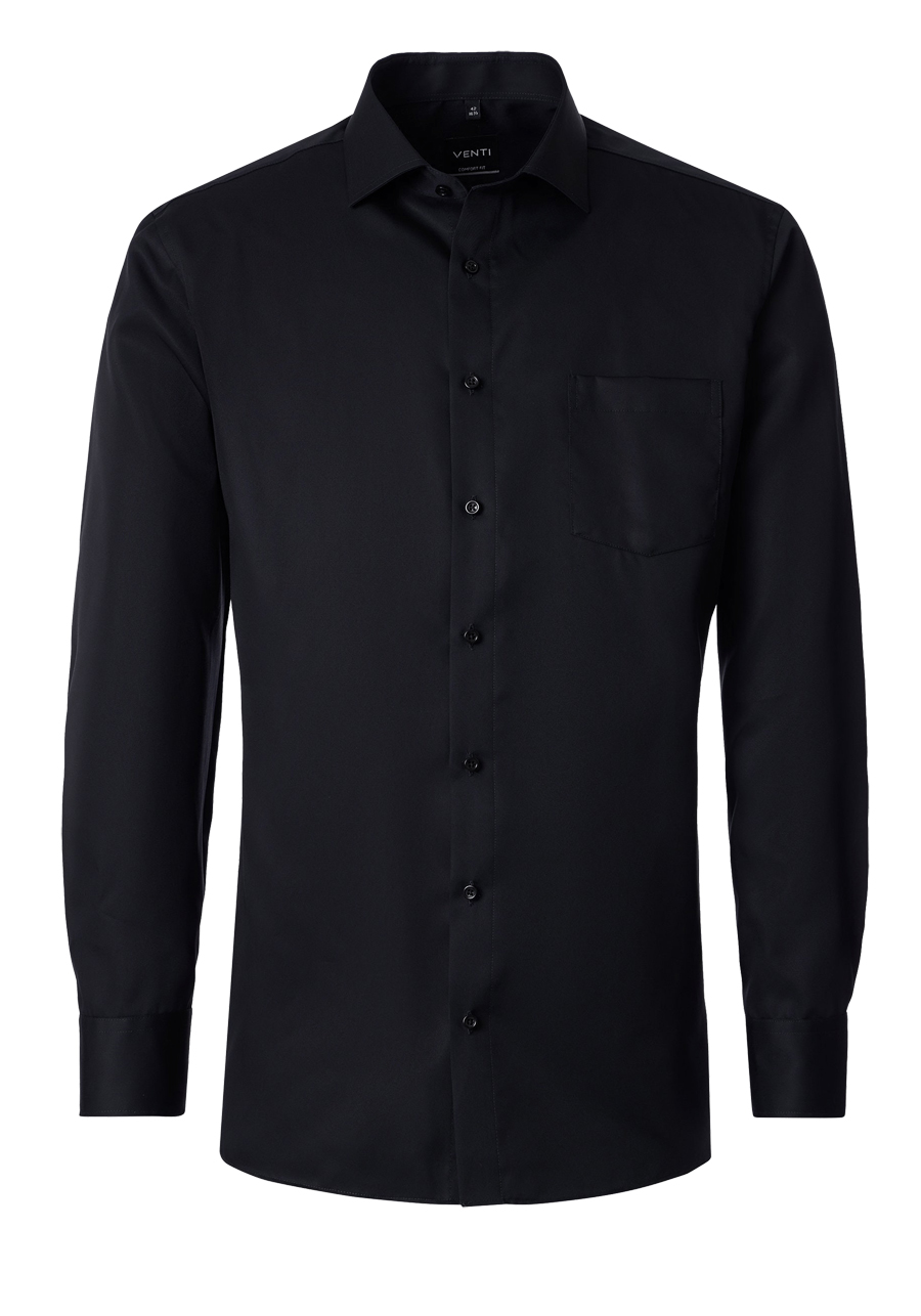 Produktbild f�r 'VENTI Modern Fit Hemd Langarm Haifischkragen Twill schwarz'