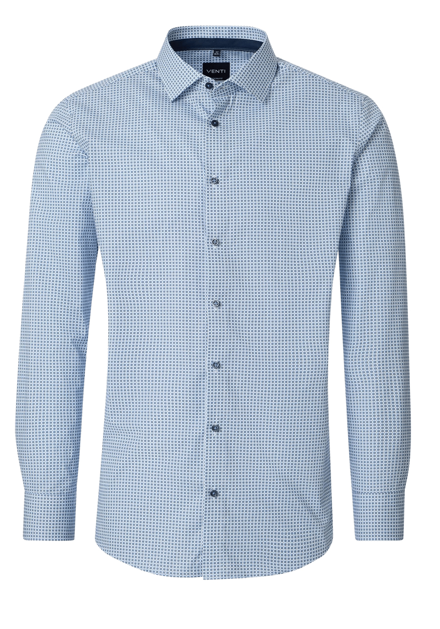 Produktbild f�r 'VENTI Modern Fit Hemd Langarm New Kent Kragen Muster blau'