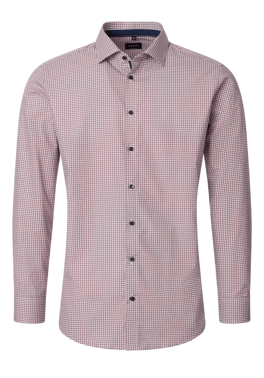 Produktbild f�r 'VENTI Modern Fit Hemd Langarm New Kent Kragen Muster rot'