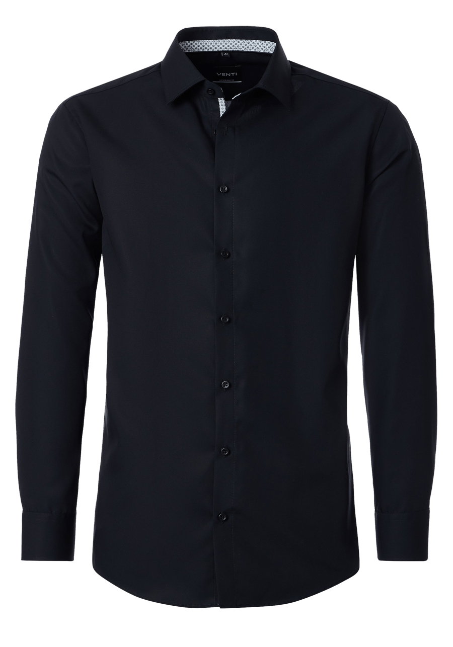 Produktbild f�r 'VENTI Modern Fit Hemd Langarm New Kent Kragen Popeline schwarz'