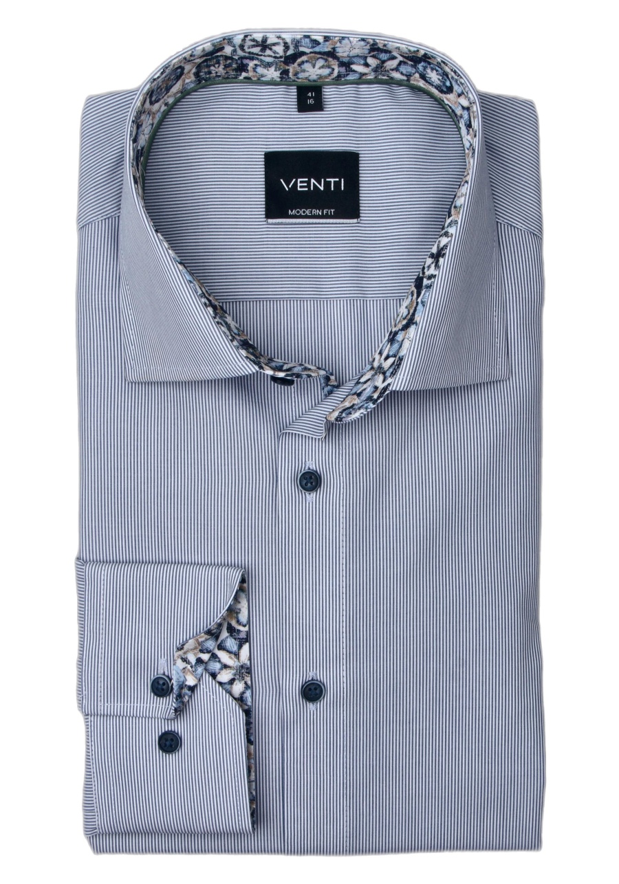 Produktbild fr 'VENTI Modern Fit Hemd Langarm New Kent Kragen Streifen blau'