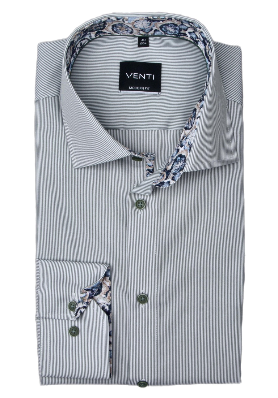 Produktbild fr 'VENTI Modern Fit Hemd Langarm New Kent Kragen Streifen grn'