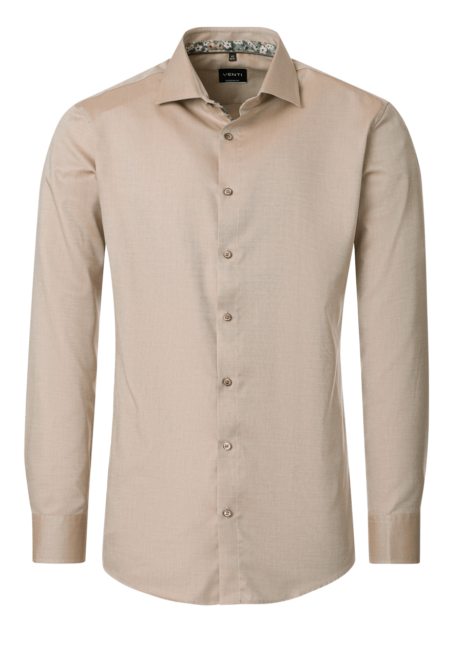 Produktbild f�r 'VENTI Modern Fit Hemd Langarm New Kent Kragen Natte hellblraun'