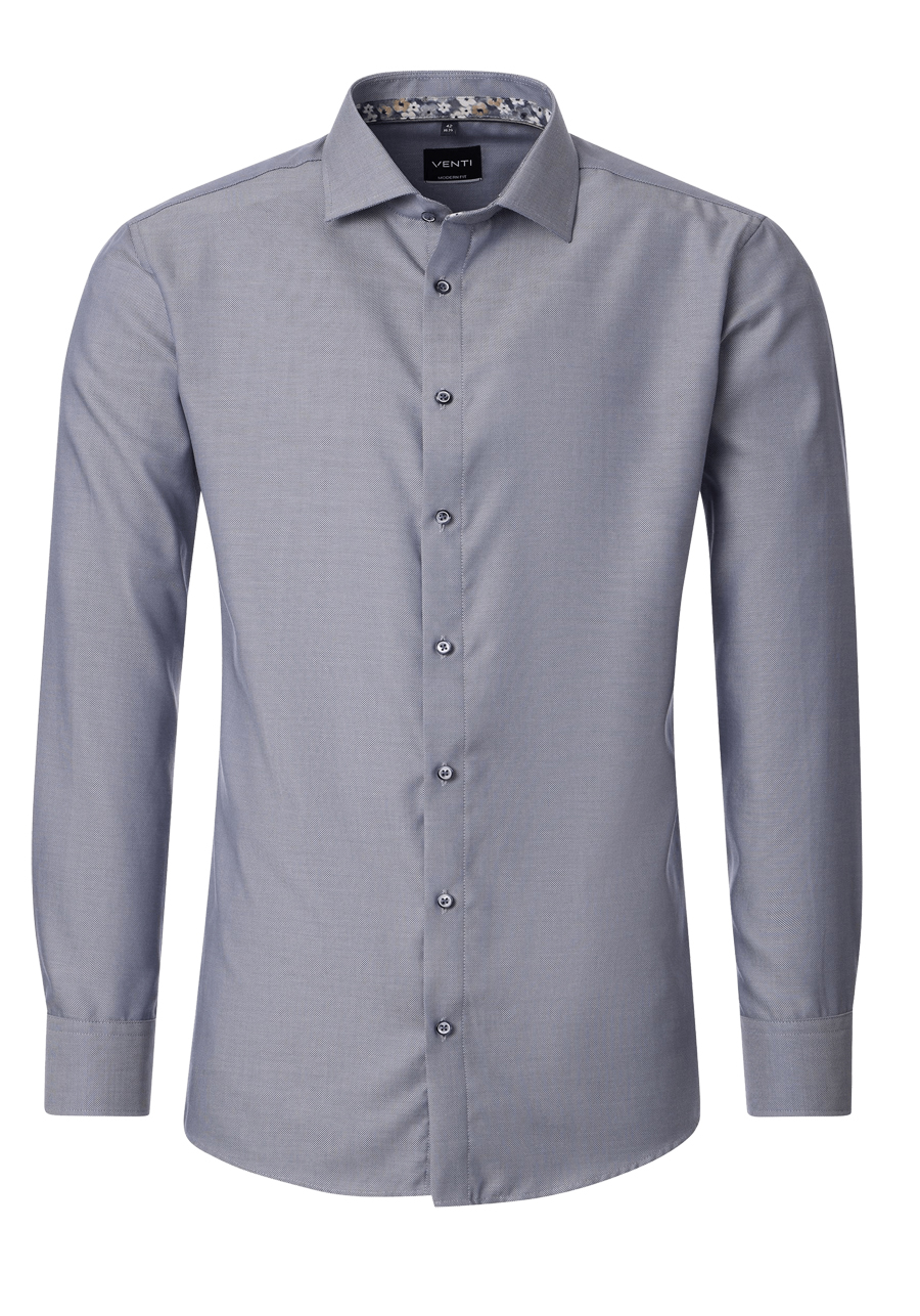 Produktbild f�r 'VENTI Modern Fit Hemd Langarm New Kent Kragen Natte anthrazit'