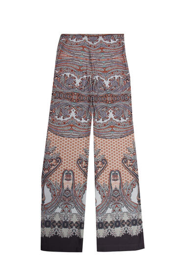 ANA ALCAZAR Boot Cut Hose mit Flecht-Grtel Alloverdruck Multicolor