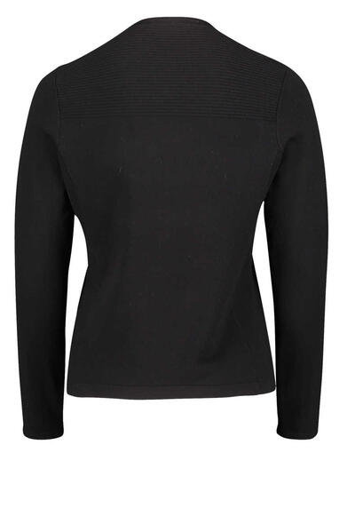 Produktbild fr 'BETTY BARCLAY Langarm Shirtjacke Rundhals Steppung Webeinstze Animalprint schwarz/grau'