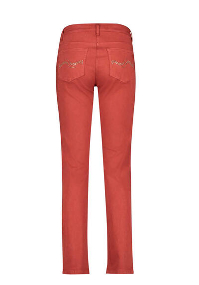 BETTY BARCLAY Slim Hose Mid Waist 5-Pocket Strasssteine blutorange