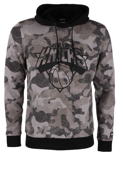 BOSS Hoodie CAMO_NBA Langarm Kapuze Logo-Prägung Camouflage schwarz preisreduziert