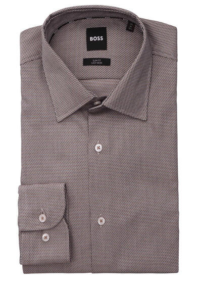 BOSS Slim Fit Hemd H-HANK-C1 extra langer Arm New Kent Kragen Muster schwarz