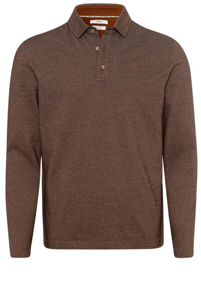 BRAX Poloshirt PRESCOT Langarm geknpfter Polokragen Muster braun preisreduziert
