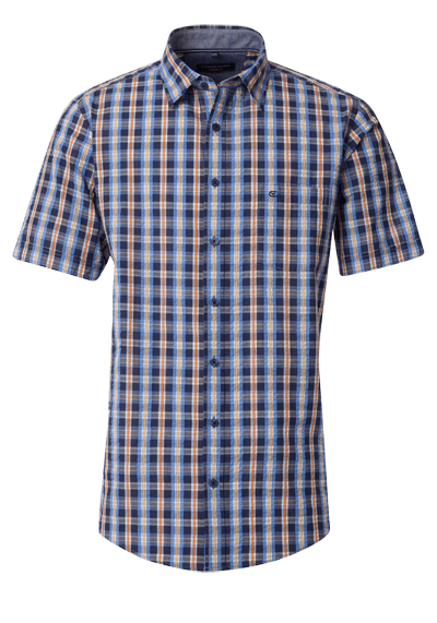 CASAMODA Casual Fit Hemd Halbarm New Kent Kragen Karo blau