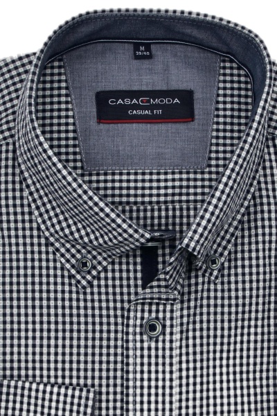 CASAMODA Casual Fit Hemd Langarm Button Down Kragen Karo dunkelblau