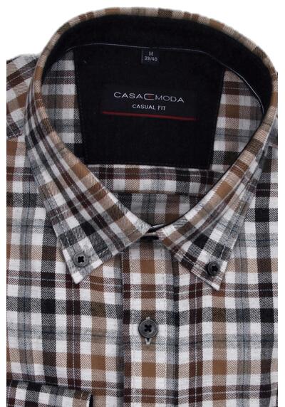 Produktbild fr 'CASAMODA Casual Fit Hemd super langer Arm Button Down Kragen Karo braun'