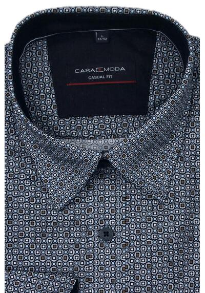 Produktbild fr 'CASAMODA Casual Fit Hemd super langer Arm Basic Kent Kragen Muster dunkelblau'