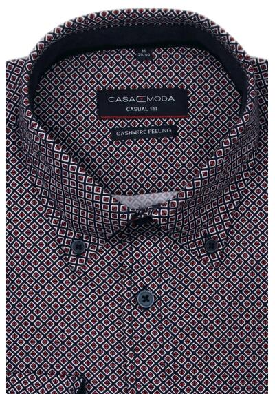 Produktbild fr 'CASAMODA Casual Fit Hemd Langarm Button Down Kragen Muster rot'