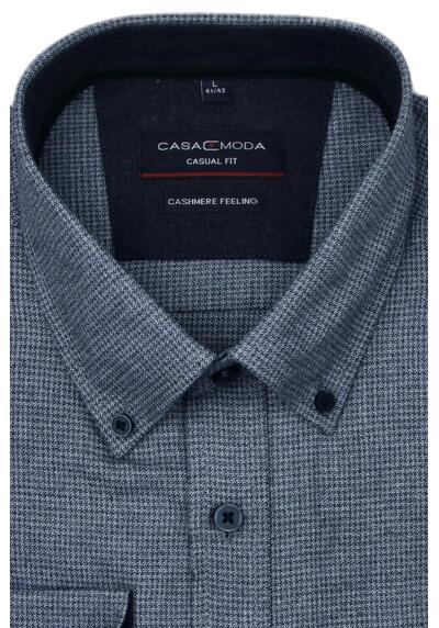 Produktbild fr 'CASAMODA Casual Fit Hemd Langarm Button Down Kragen Muster dunkelblau'