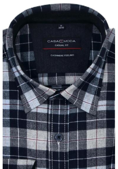 Produktbild fr 'CASAMODA Casual Fit Hemd Langarm Basic Kent Kragen Karo dunkelblau'