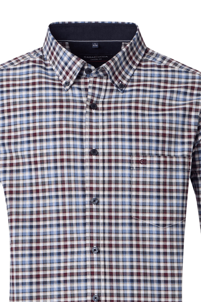 Produktbild f�r 'CASAMODA Casual Fit Hemd super langer Arm Button Down Kragen Karo blau'