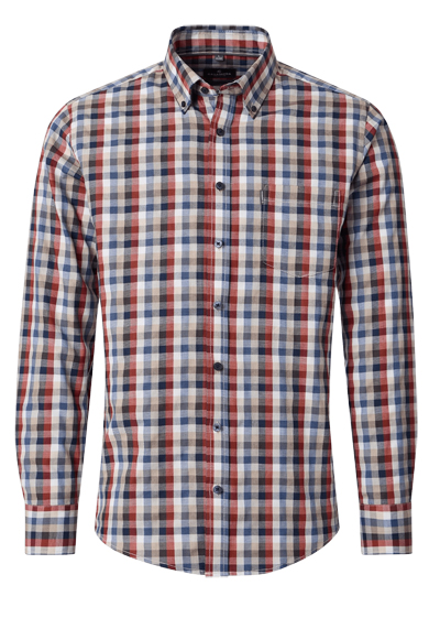 Produktbild f�r 'CASAMODA Casual Fit Hemd Langarm New Kent Kragen Karo orange'
