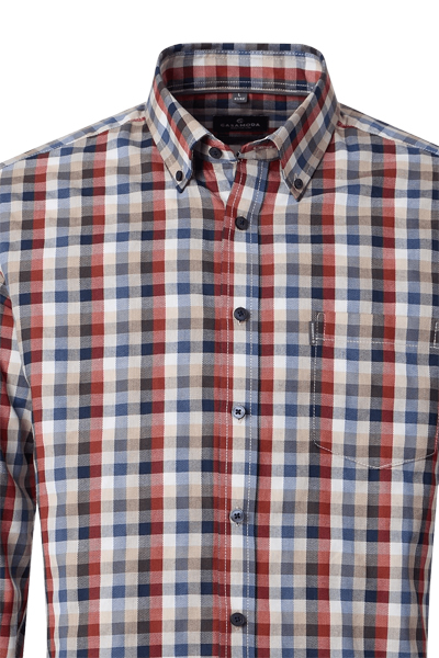 Produktbild f�r 'CASAMODA Casual Fit Hemd Langarm New Kent Kragen Karo orange'