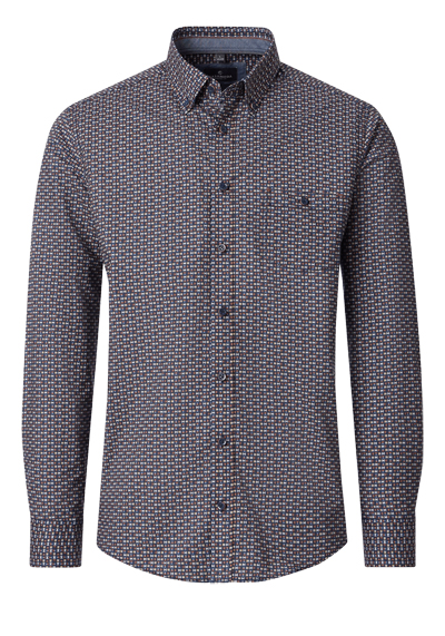CASAMODA Casual Fit Hemd Langarm Button Down Kragen Muster braun