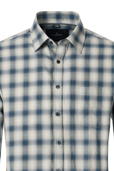 Produktbild f�r 'CASAMODA Casual Fit Hemd Langarm New Kent Kragen Flanell Karo blau'