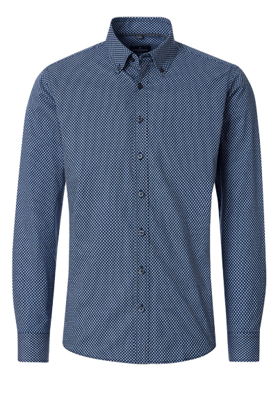 Produktbild f�r 'CASAMODA Casual Fit Hemd Langarm Button Down Kragen Muster blau'