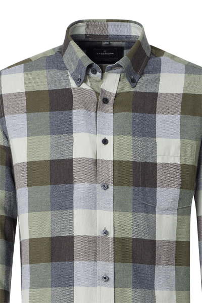 Produktbild f�r 'CASAMODA Casual Fit Hemd Langarm Button Down Kragen Flanell Karo gr�n'