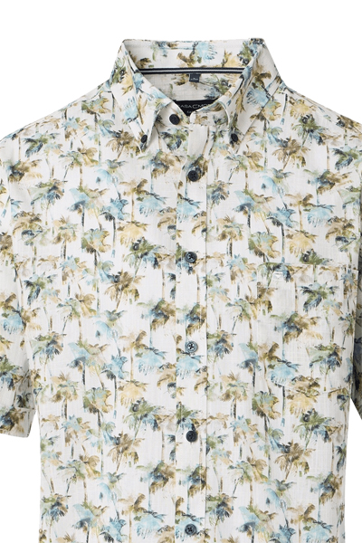 Produktbild fr 'CASAMODA Casual Fit Hemd Halbarm Button Down Kragen Palmenmuster grn'