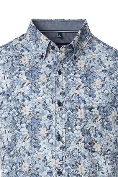 Produktbild fr 'CASAMODA Casual Fit Hemd Halbarm Button Down Kragen Blumenmuster blau'