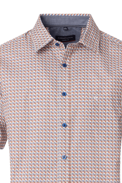 Produktbild fr 'CASAMODA Casual Fit Hemd Halbarm New Kent Kragen Muster blau'