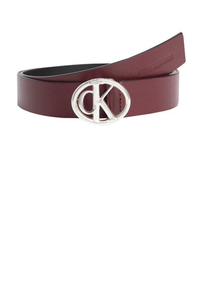 CALVIN KLEIN JEANS G�rtel Leder Metallschlie�e Logo Uni dunkelbraun
